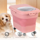 Sealing Kitchen Grain Rice Storage Box Collapsible Dry Cat Food Box 20-30LB Large Capacity Dog Snack Container with Lid & Wheels