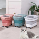 Sealing Kitchen Grain Rice Storage Box Collapsible Dry Cat Food Box 20-30LB Large Capacity Dog Snack Container with Lid & Wheels