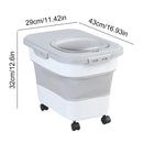 Sealing Kitchen Grain Rice Storage Box Collapsible Dry Cat Food Box 20-30LB Large Capacity Dog Snack Container with Lid & Wheels