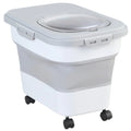 Sealing Kitchen Grain Rice Storage Box Collapsible Dry Cat Food Box 20-30LB Large Capacity Dog Snack Container with Lid & Wheels