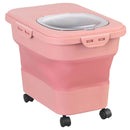 Sealing Kitchen Grain Rice Storage Box Collapsible Dry Cat Food Box 20-30LB Large Capacity Dog Snack Container with Lid & Wheels